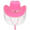 CHAPEAU COWGIRL ROSE FRANGES ADULTE