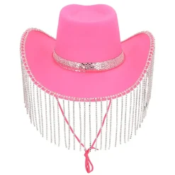 CHAPEAU COWGIRL ROSE FRANGES ADULTE