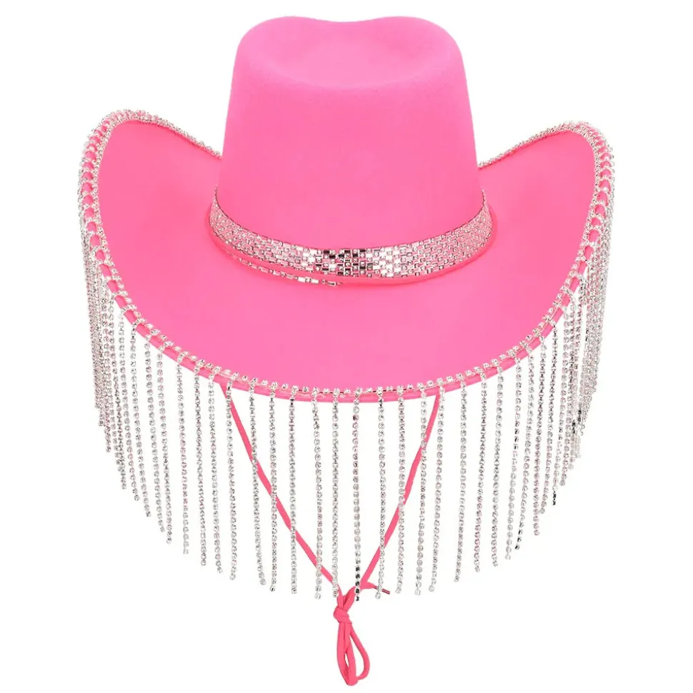 CHAPEAU COWGIRL ROSE FRANGES ADULTE