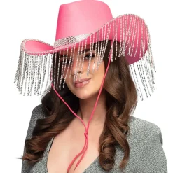CHAPEAU COWGIRL ROSE FRANGES ADULTE