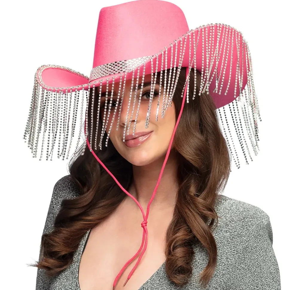 CHAPEAU COWGIRL ROSE FRANGES ADULTE