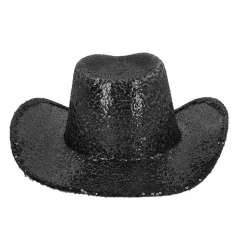 CHAPEAU DE COWBOY FESTIF RODÉO SEQUINS NOIR ADULTE