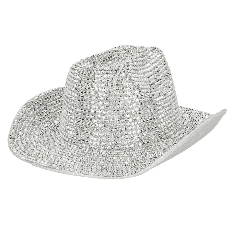 CHAPEAU DE COWBOY GLAMOUR ARGENT ADULTE