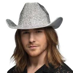 CHAPEAU DE COWBOY GLAMOUR ARGENT ADULTE