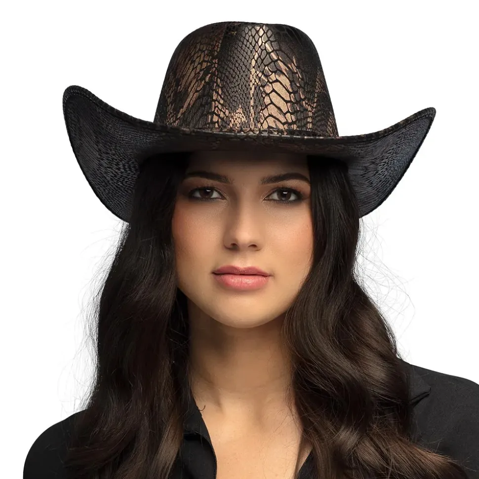 CHAPEAU DE COWBOY PEAU SERPENT COBRA ADULTE