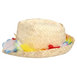 CHAPEAU DE PAILLE ARUBA COLLIER FLEURS ADULTE