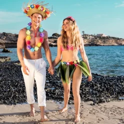 CHAPEAU DE PAILLE HAWAÏ AVEC FLEURS