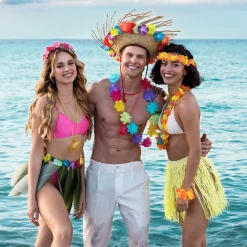CHAPEAU DE PAILLE HAWAÏ AVEC FLEURS