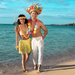 CHAPEAU DE PAILLE HAWAÏ AVEC FLEURS