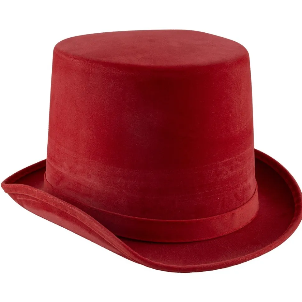 CHAPEAU HAUT-DE-FORME EFFET CUIR ROUGE ADULTE