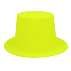 CHAPEAU HAUT-DE-FORME PVC JAUNE FLUO UV ADULTE