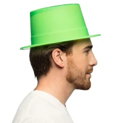CHAPEAU HAUT-DE-FORME PVC VERT FLUO UV ADULTE
