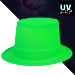 CHAPEAU HAUT-DE-FORME PVC VERT FLUO UV ADULTE