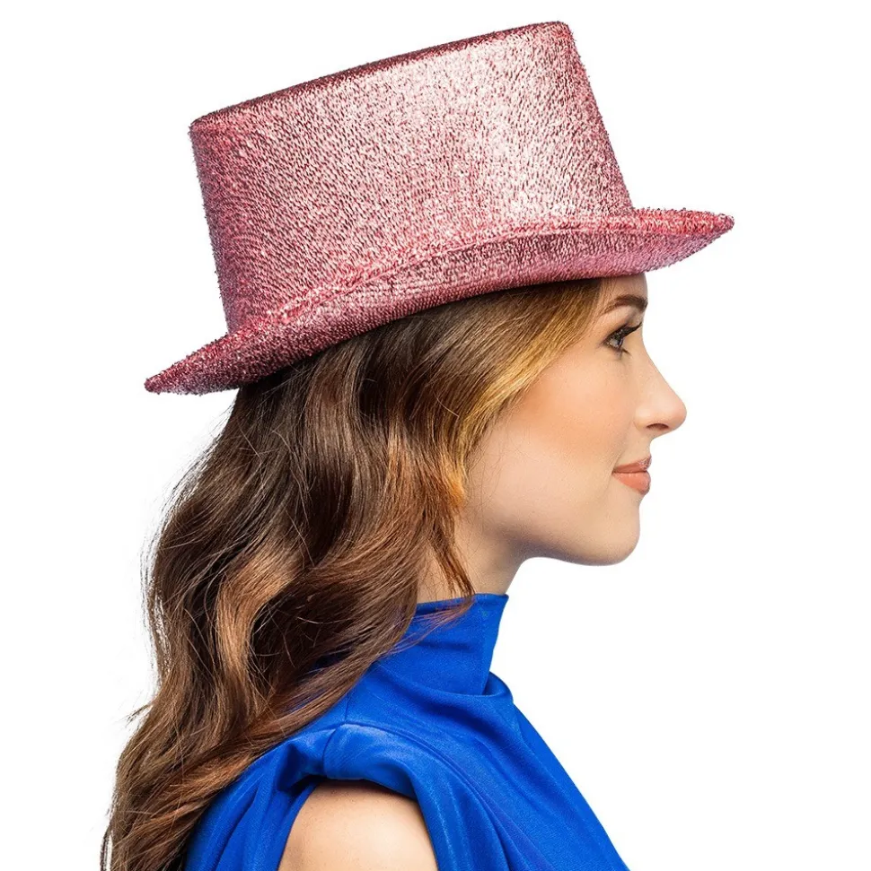 CHAPEAU HAUT-DE-FORME SHOW ROSE CLAIR ADULTE