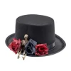 CHAPEAU HAUT-DE-FORME SQUELETTE ROSES ADULTE