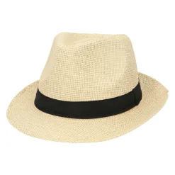 CHAPEAU PANAMA BEIGE BANDE NOIRE ADULTE