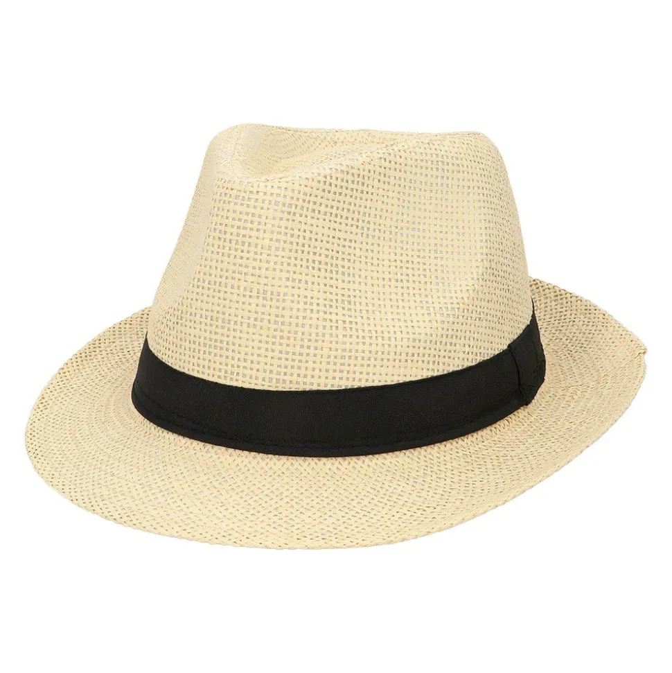 CHAPEAU PANAMA BEIGE BANDE NOIRE ADULTE