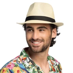 CHAPEAU PANAMA BEIGE BANDE NOIRE ADULTE