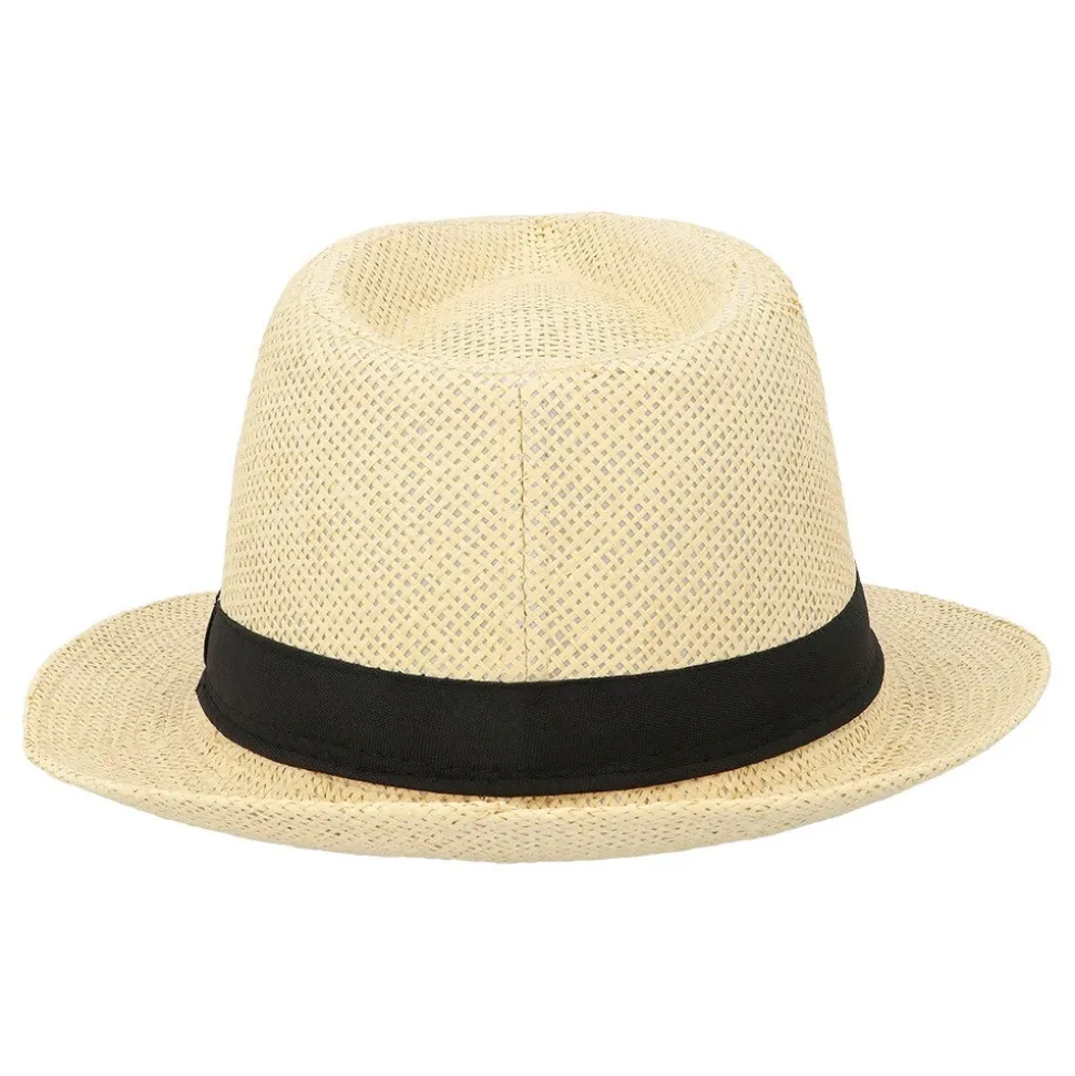 CHAPEAU PANAMA BEIGE BANDE NOIRE ADULTE