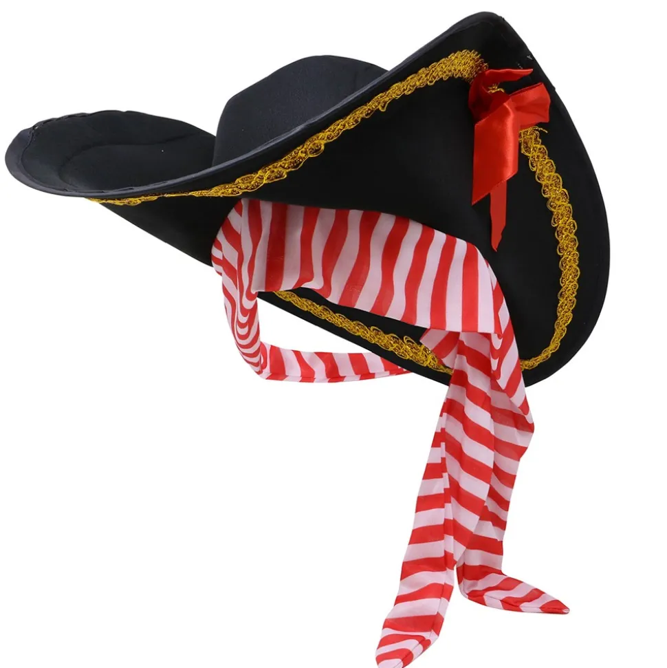 CHAPEAU PIRATE BANDEAU RAYÉ ROUGE BLANC ADULTE