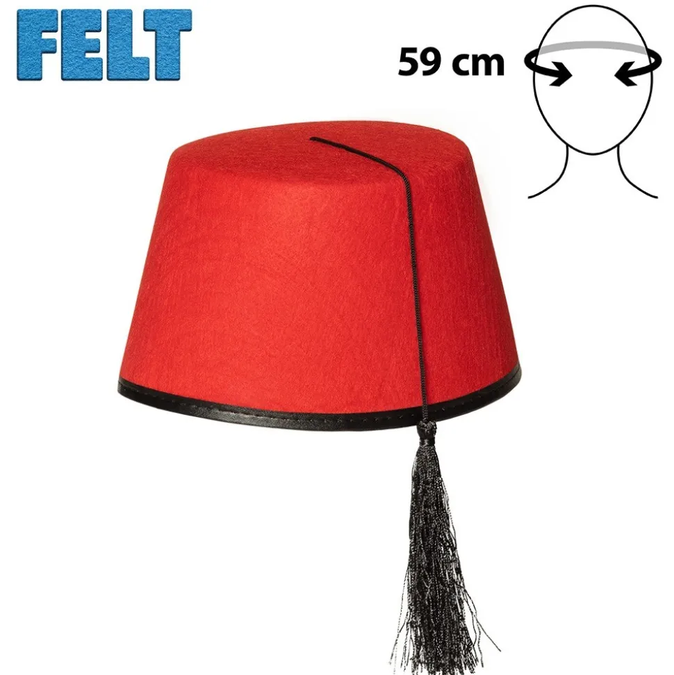CHAPEAU TARBOUCHE FEZ ROUGE MOYEN-ORIENT HOMME