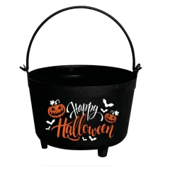 CHAUDRON PLASTIQUE HAPPY HALLOWEEN 24X23X15CM NOIR