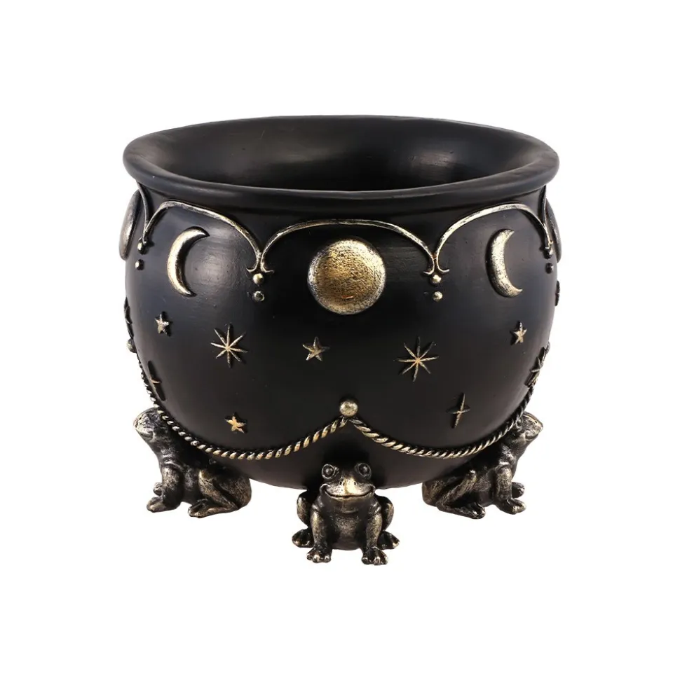 CHAUDRON RÉSINE PIEDS GRENOUILLES 20X17CM NOIR