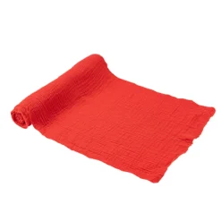 CHEMIN DE TABLE GAZE DE COTON 30CMX3M ROUGE