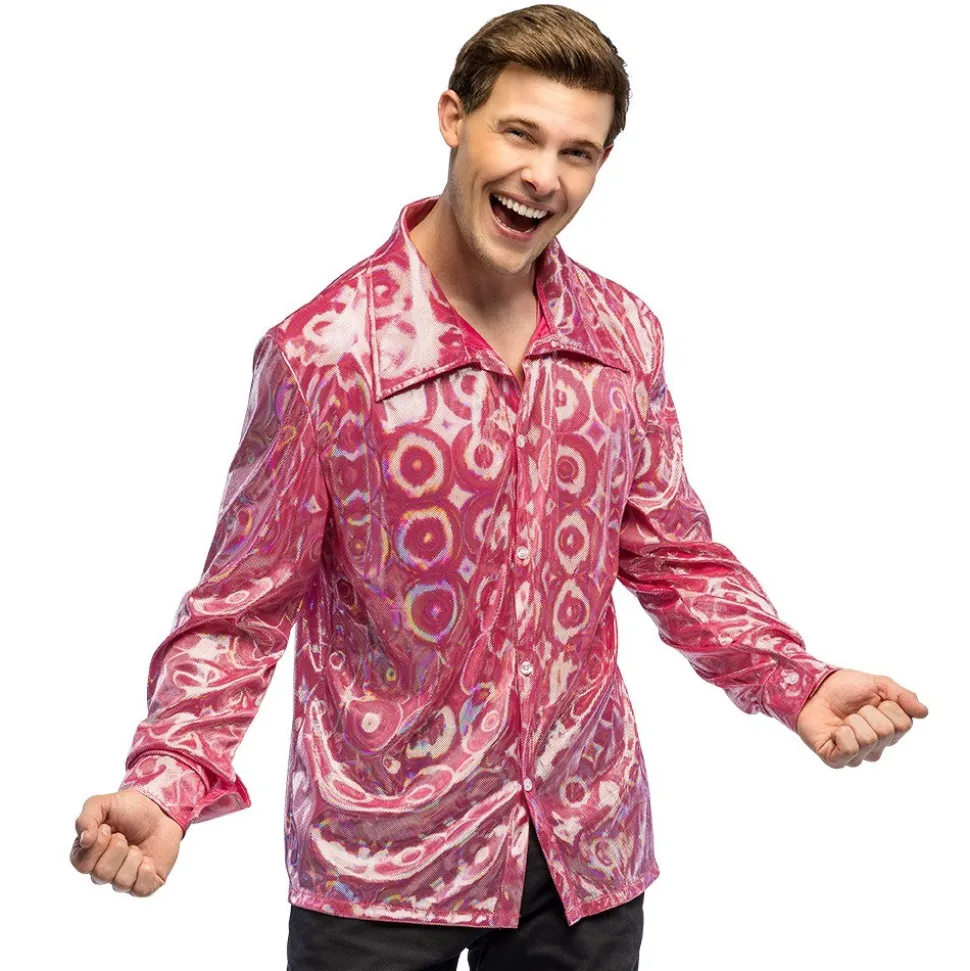 CHEMISE DISCO CERCLES PSYCHÉDÉLIQUE ROSE HOMME