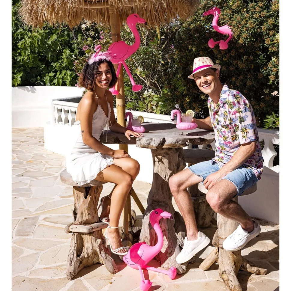 CHEMISE FLAMANTS ROSES PALMIERS ADULTE