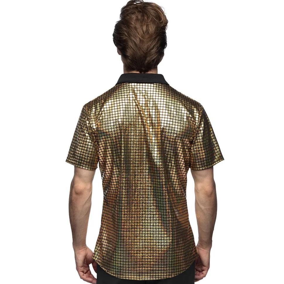 CHEMISETTE DISCO FACETTES OR BRILLANT HOMME