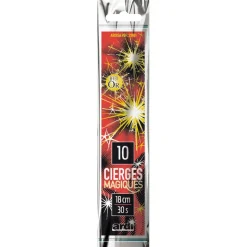 10 CIERGES MAGIQUES 18CM OR - F1
