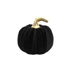 CITROUILLE CÉRAMIQUE FLOQUÉE 14X15CM NOIR