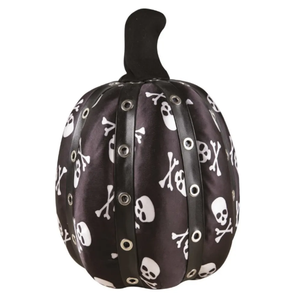 CITROUILLE DÉCO PUNK PIRATE POLYESTER 28X19CM NOIR