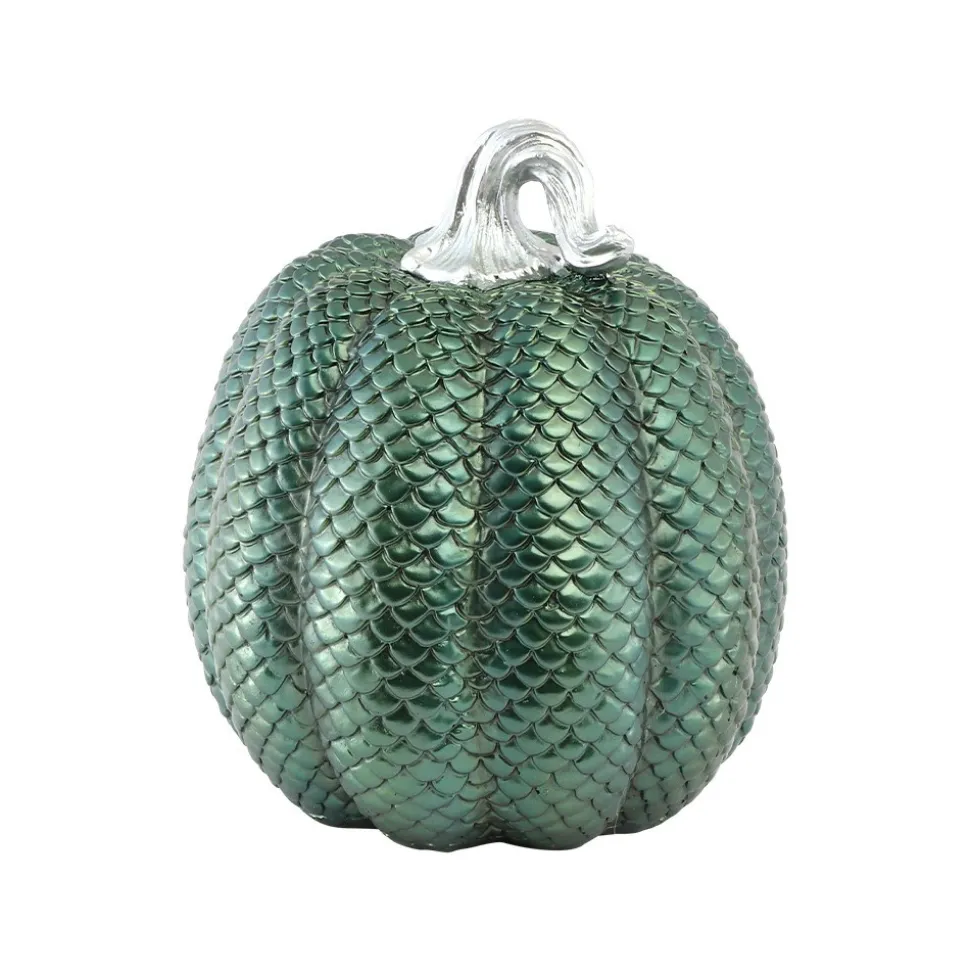 CITROUILLE DÉCO TEXTURE SERPENT 20CM VERT IRISÉ