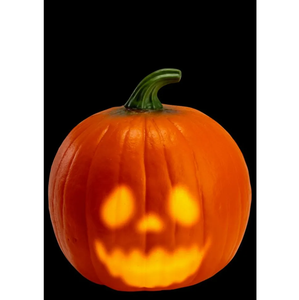 CITROUILLE LUMINEUSE VISAGE DÉCORATIF 23CM ORANGE