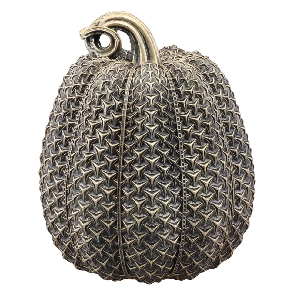 CITROUILLE TEXTURÉE DÉCO RÉSINE 16.5X20.5CM BRONZE