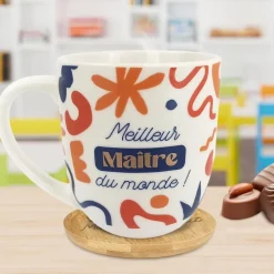 COFFRET TASSE DESSOUS BOIS MEILLEUR MAÎTRE MERCI