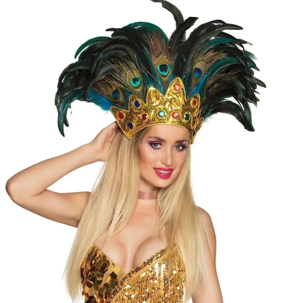 COIFFE CARNAVAL BRÉSIL SAMBA PLUME PAON FEMME