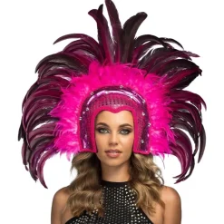 COIFFE CARNAVAL BRÉSIL SAMBA PLUME FUCHSIA FEMME
