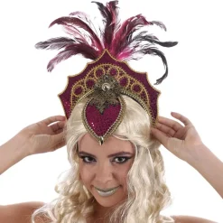COIFFE CARNAVAL DE BAHIA STRASS PLUME FUCHSIA