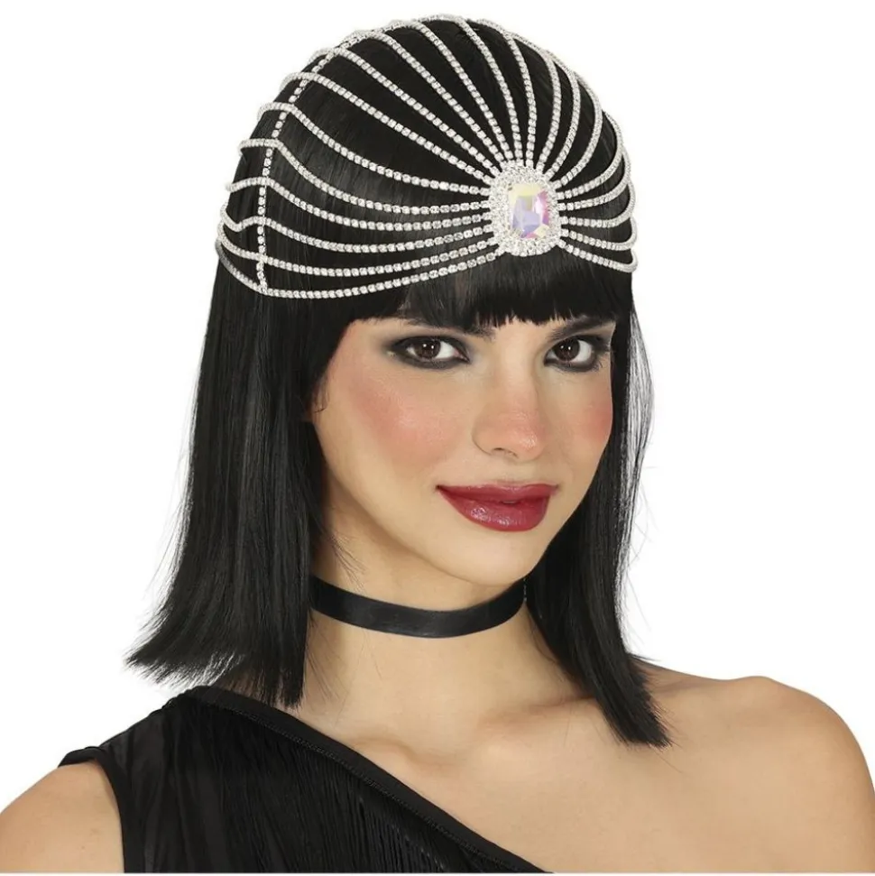 COIFFE CHARLESTON ANNÉE 20 STRASS ARGENT FEMME