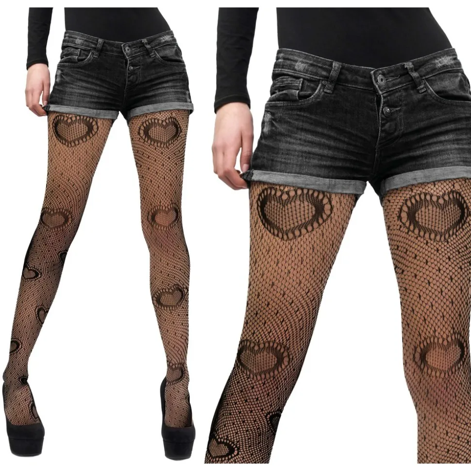 COLLANTS RÉSILLE COEURS NOIR FEMME