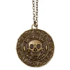 COLLIER CHAINE PENDENTIF AMULETTE PIRATE 3.5CM OR