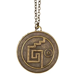 COLLIER CHAINE PENDENTIF AMULETTE PIRATE 3.5CM OR
