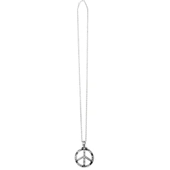 COLLIER CHAINE PENDENTIF PEACE LOVE 5.5CM ARGENT