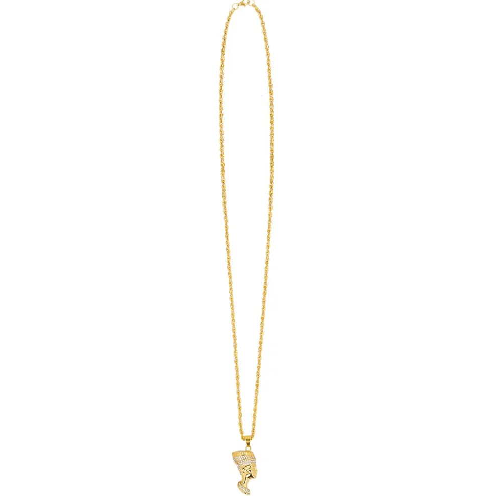 COLLIER CHAINE PENDENTIF PROFIL PHARAON 4X2CM OR