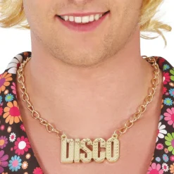 COLLIER FANTAISIE PENDENTIF DISCO CHAINE 65CM OR