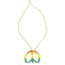 COLLIER PENDENTIF PEACE AND LOVE 8CM ARC-EN-CIEL