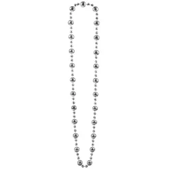 COLLIER PERLES BOULES FACETTES DISCO ARGENT ADULTE